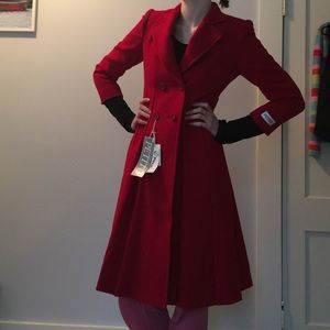 NWT Vintage Pavillion Petite Red Wool Coat Size 4 Petite